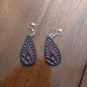 Paparazzi wooden brown earrings